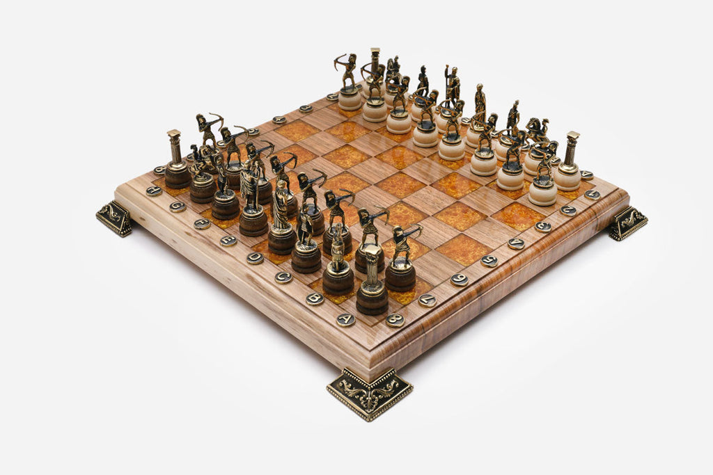 Overhead view of the orange epoxy board and the full bronze army