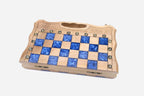 Detail of the blue epoxy squares and brass coordinate markers