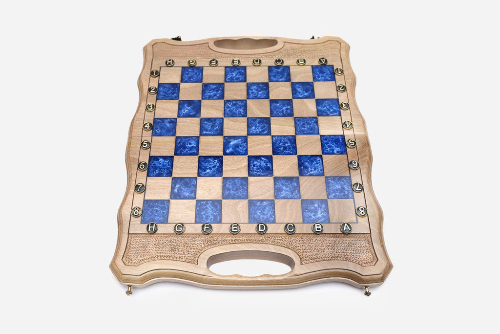 Overhead view of the blue epoxy board and the full bronze army