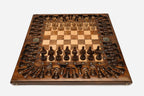 Luxury chess set with hand-carved ornament border