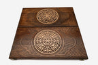 Ornament border chess set shown folded