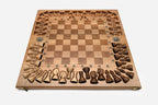 Full-size walnut chessboard with Tree of Life