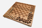 Handmade Armenian walnut chess set with wooden pieces