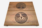 Tree of Life walnut chess set shown folded