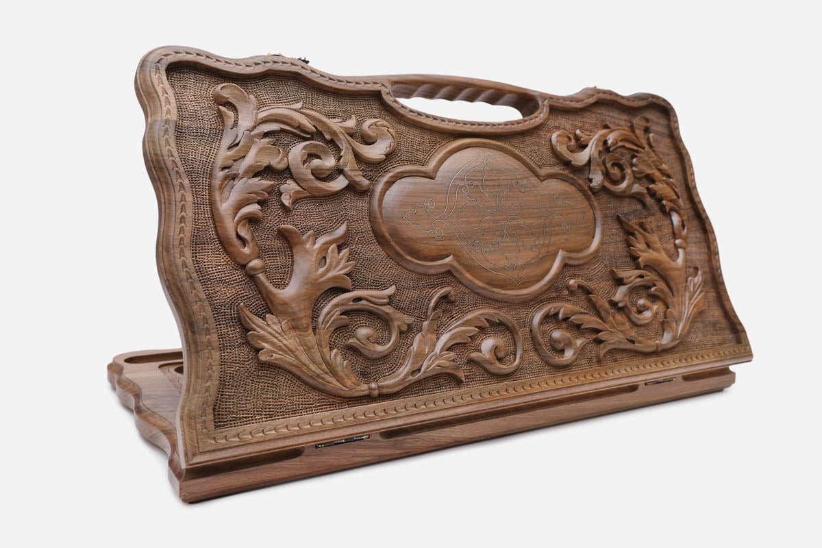 Luxury Walnut Backgammon Set - Grand Ornaments - hand-carved Armenian board