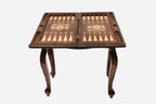 Georgian coat of arms backgammon table closed, angled view of the legs