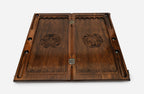 Handmade Armenian backgammon set with bronze hinges and clasps - coat of arms