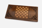 Georgian backgammon set open to the 23.6 inch / 60 cm nardi playing field