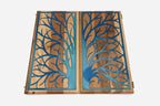 Angled view of the luxury walnut epoxy backgammon set