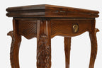 Eagle backgammon table opened flat with checkers set up, top-down view