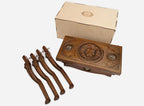 Lion backgammon table disassembled in its shipping crate