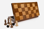 Classic tournament chess set shown folded