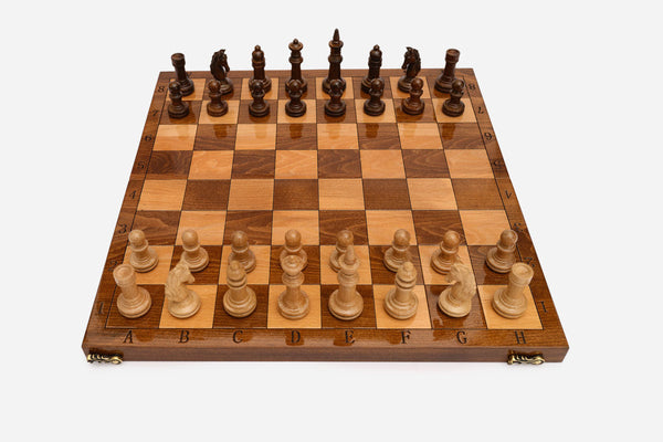 Tournament size classic chess set in walnut and beech