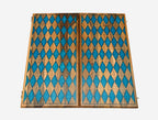 The board opened to the full 60 cm playing field with blue points and carved ornaments