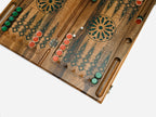 The blue diamond backgammon board shown flat