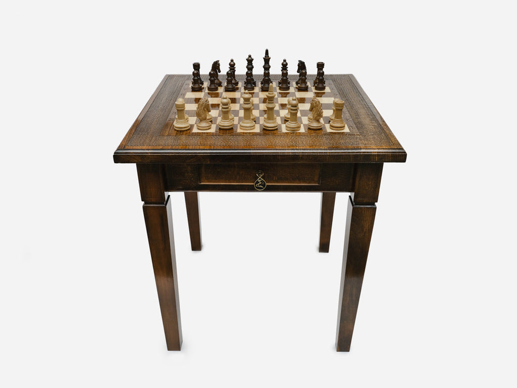 Classic chess table handmade in solid wood