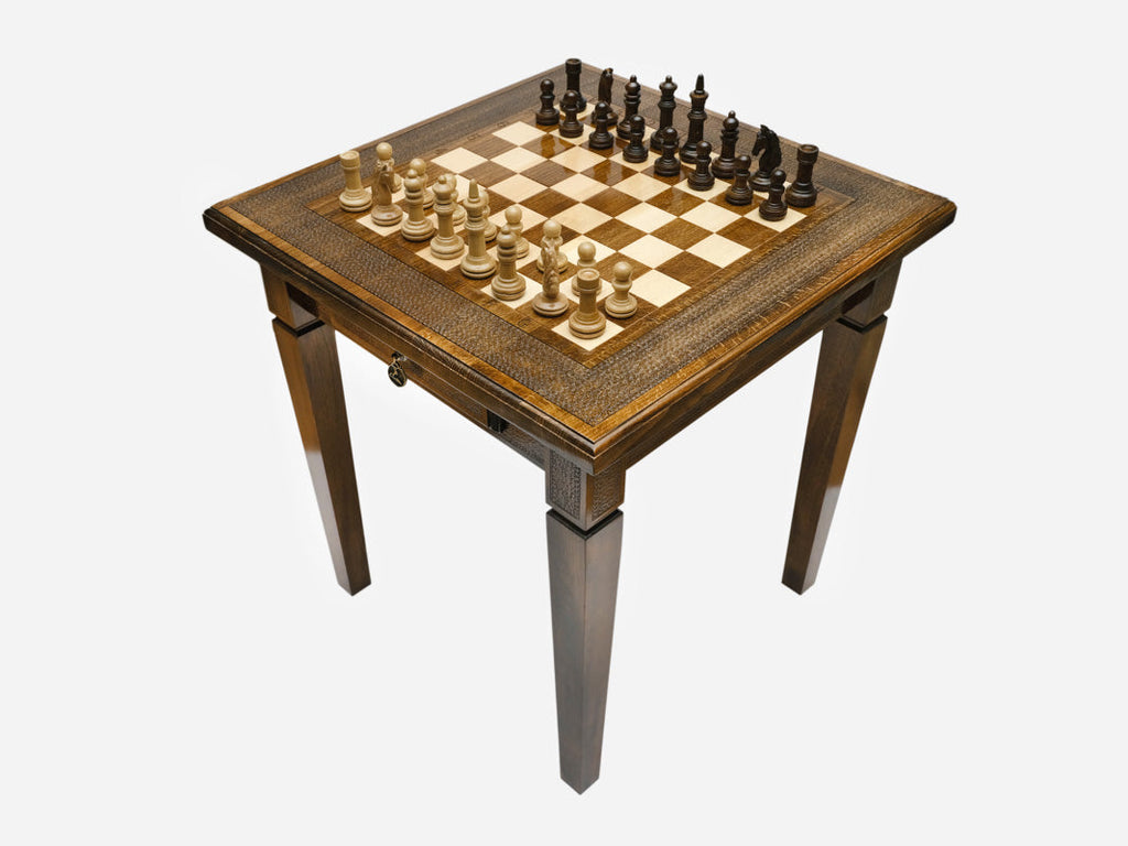 Classic chess table, angled view