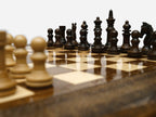 Classic chess table, carved border detail