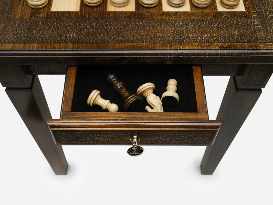 Classic chess table, side profile