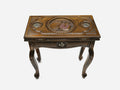 Armenian backgammon table with a bronze pomegranate on the closed lid, front view