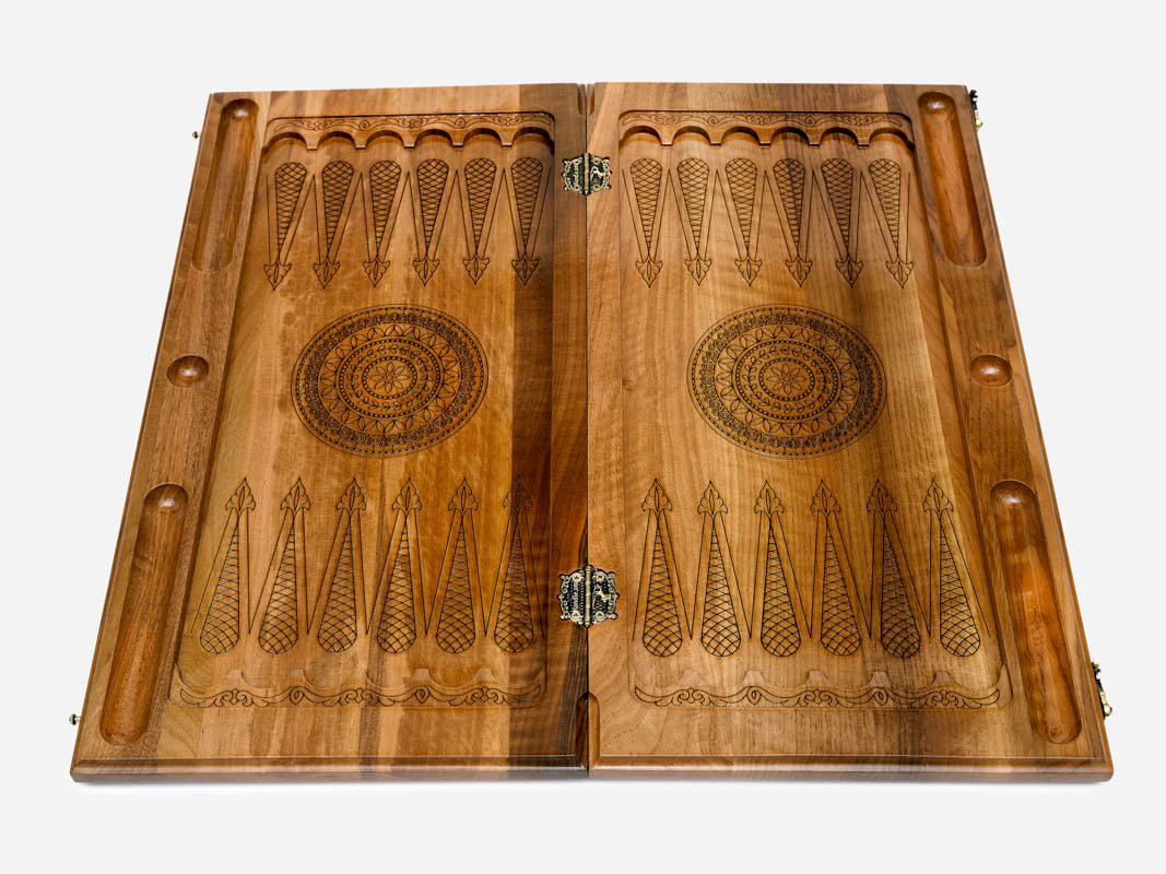 Detail of the wheat pattern and walnut frame