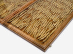 The wheat epoxy backgammon board shown closed