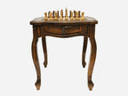Luxurious chess table with carved ornaments in solid wood