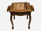 Chess table frame carving close-up