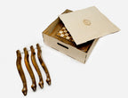 Luxurious carved chess table, angled view