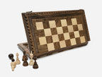 Full-size walnut chessboard with lattice border