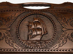 Close-up of the carved sailing ship