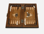 Pomegranate chess set - angled view of the carved frame
