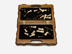 Handmade wooden chess set at 30 cm - full set laid out