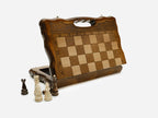 Handmade travel chess set with backgammon inside, 11.8 inch / 30 cm - wooden combo board