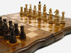 Wooden combo chess set - side view with warm grain