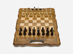 Classic hand-carved border on a compact chess board - detail