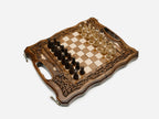 Travel chess backgammon set with dice and carrying bag