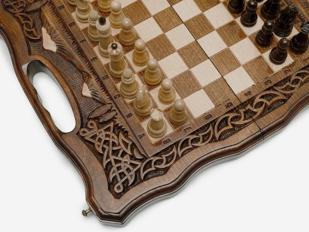 Armenian chess backgammon set with 32 pieces and 32 checkers