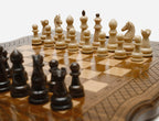 Classic chess backgammon set with 32 wooden pieces and 32 checkers