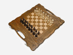 Chess set open with the backgammon playing field inside - 15.7 inch / 40 cm