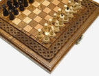 Two-game travel board in solid beech