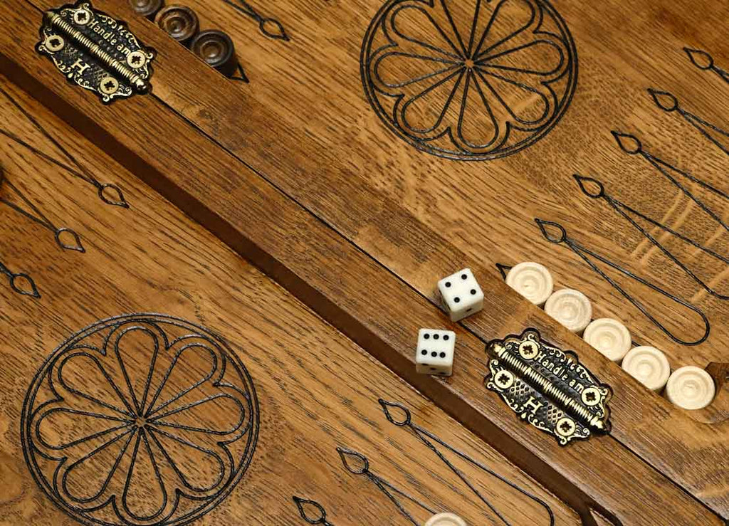 Carved ornament border on the travel board