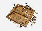 Compact chess backgammon set, detail view