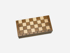 Small travel chess set shown folded