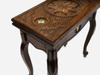 Octagon chess table, wood carving detail