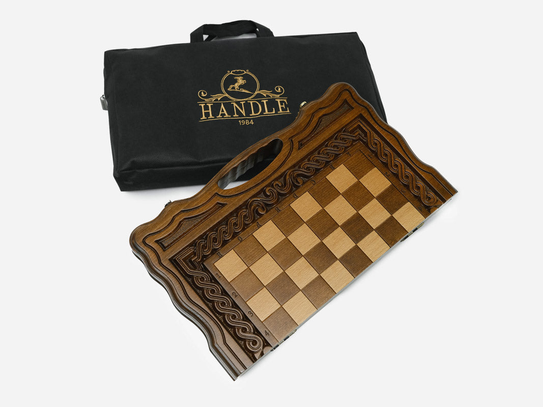 Chess and backgammon set, detail view