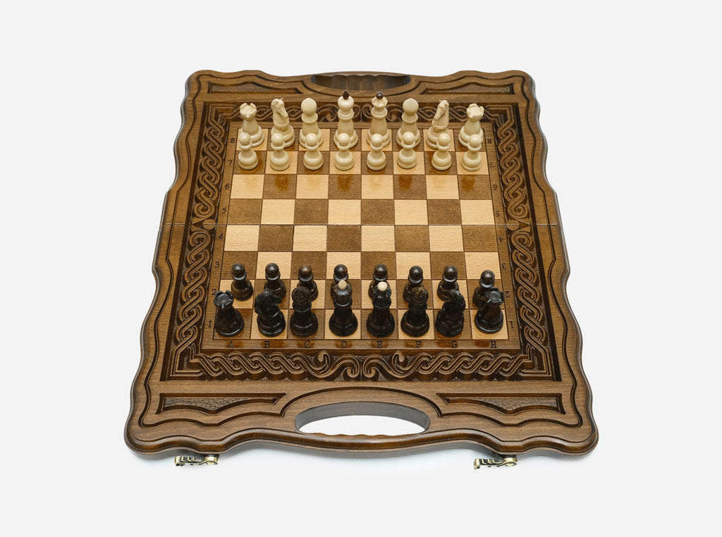 Compact carved combo set, side view