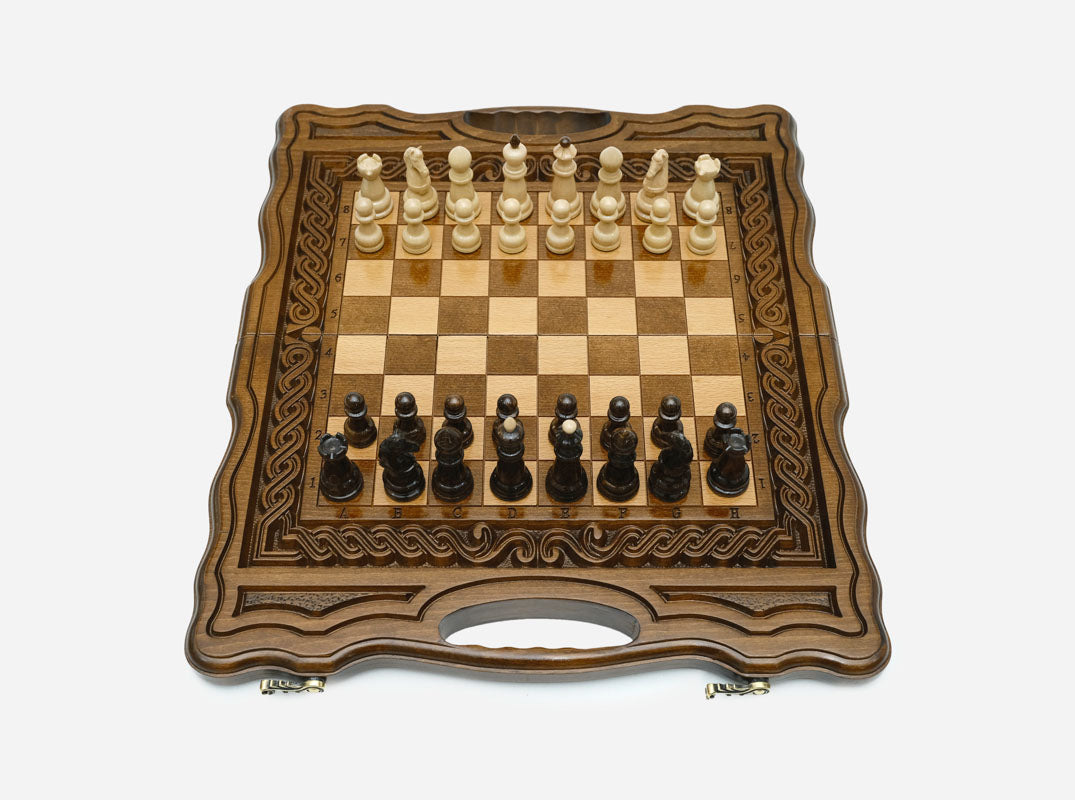 Compact carved combo set, side view