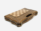 Interior of the opened board with its felt-lined base