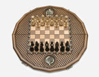 Handmade Armenian chess set with carved fruit border